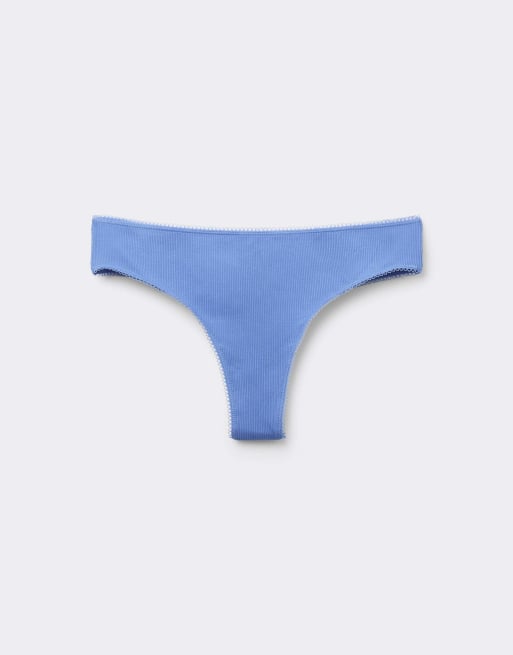 Tezenis Cotton cutie ribbed brazilian briefs in fairy blue, 5 of 5
