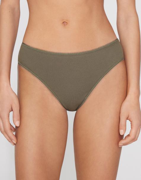 Tezenis Cotton cutie ribbed brazilian briefs in pastel military - view 1