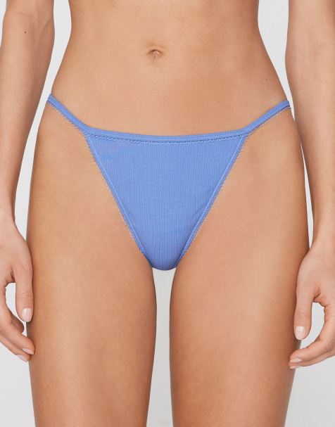 Tezenis Cotton cutie tanga panel g-string in fairy blue - view 1