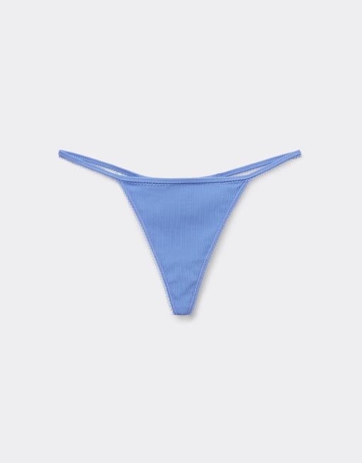 Tezenis Cotton cutie tanga panel g-string in fairy blue, 5 of 5