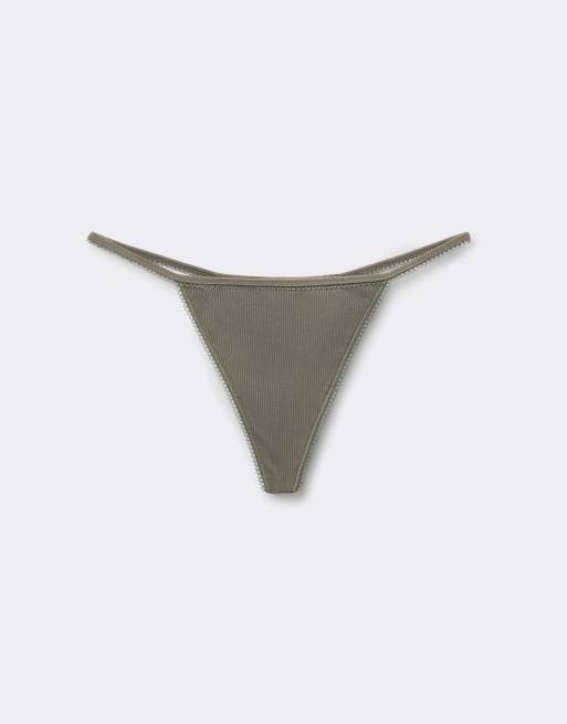 Tezenis Cotton cutie tanga panel g-string in pastel military, 5 of 5