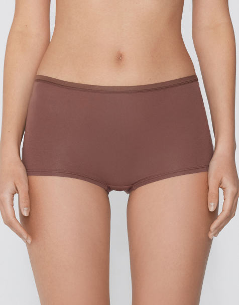 Tezenis Cotton french knickers in caramel dark beige - view 1