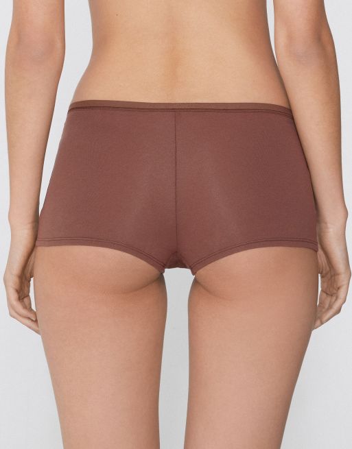 Tezenis Cotton french knickers in caramel dark beige, 4 of 4