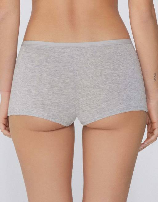 Tezenis Cotton french knickers in mottled light grey, 2 of 5