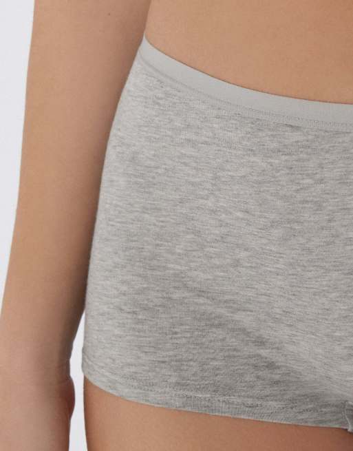 Tezenis Cotton french knickers in mottled light grey, 3 of 5