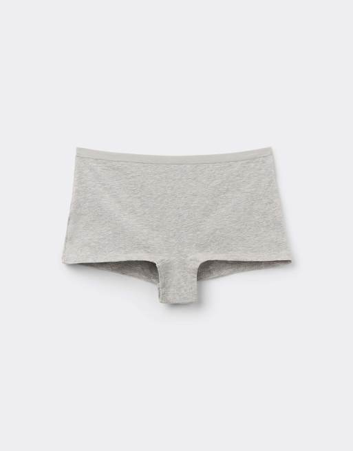 Tezenis Cotton french knickers in mottled light grey, 5 of 5