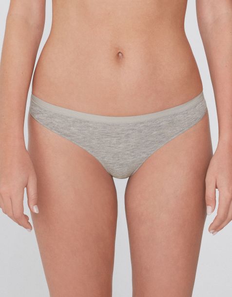 Tezenis Cotton g-string in mottled light grey - view 1