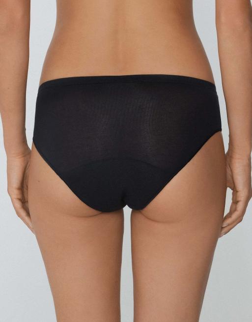 Tezenis Cotton heavy flow period pants in black, 2 of 5