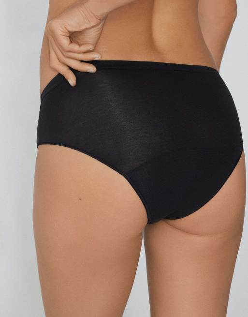 Tezenis Cotton heavy flow period pants in black, 3 of 5