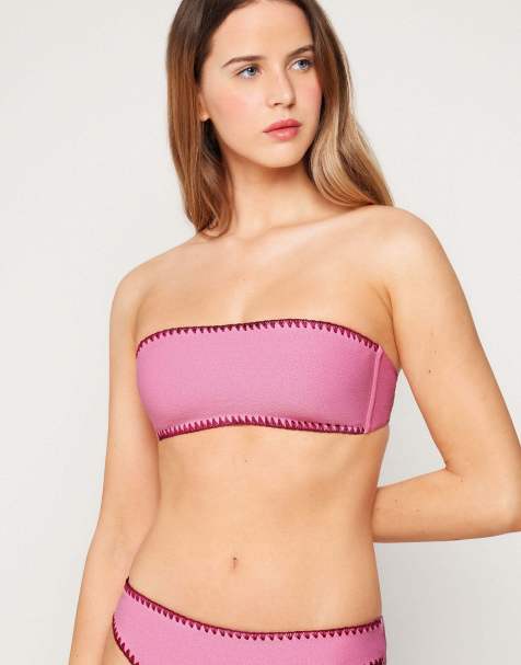 Tezenis Craft touch padded bandeau bikini top in pink