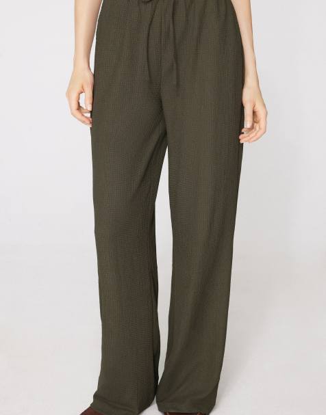 Tezenis Crinkle palazzo trousers in green - view 1