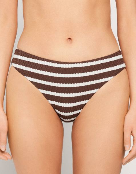 Tezenis Desert stripes classic bikini bottoms in brown/milk stripes - view 1