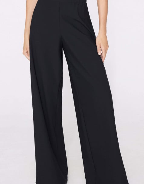 Tezenis Easy fit palazzo trousers in black - view 1