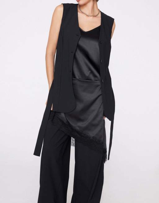 Tezenis Easy fit palazzo trousers in black, 3 of 5