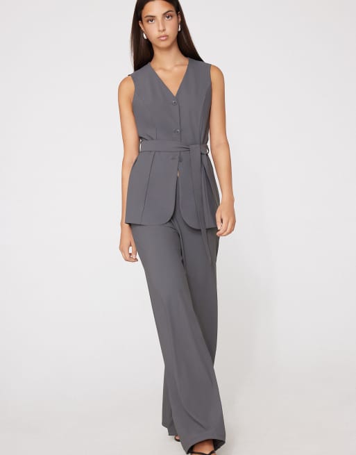 Tezenis Easy fit palazzo trousers in grey, 4 of 5