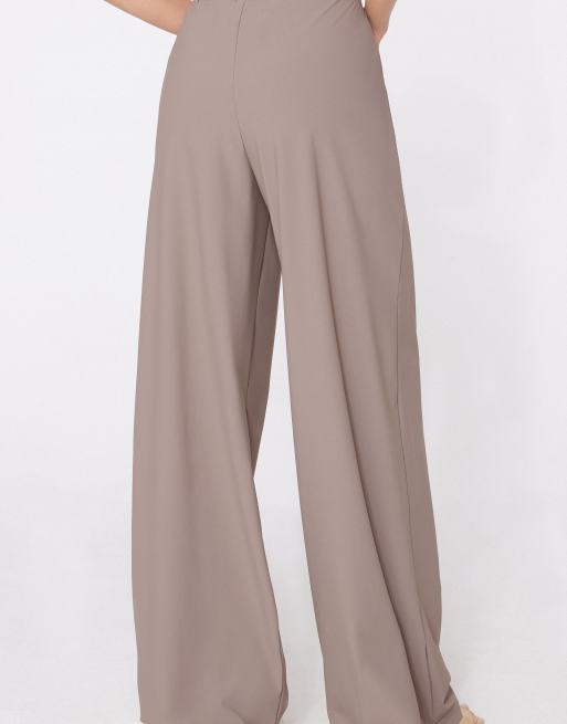 Tezenis Easy fit palazzo trousers in taupe brown, 2 of 5