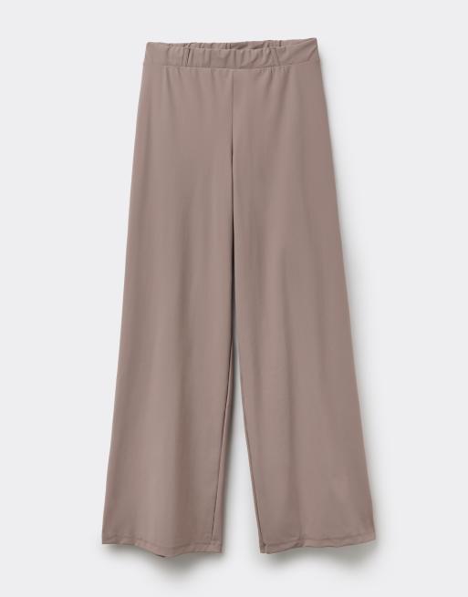 Tezenis Easy fit palazzo trousers in taupe brown, 5 of 5