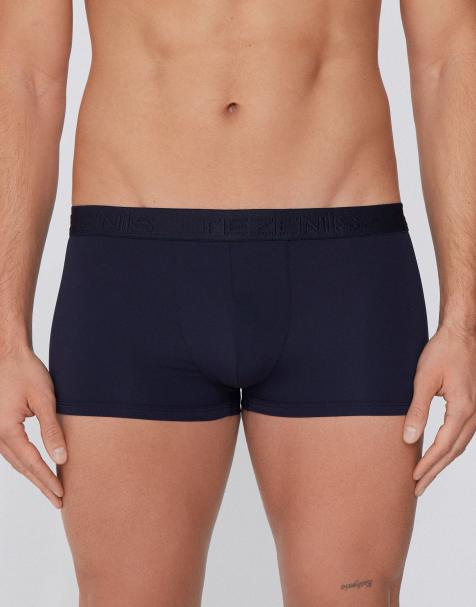 Tezenis Elastic microfibre boxers with logo in deep blue - view 1