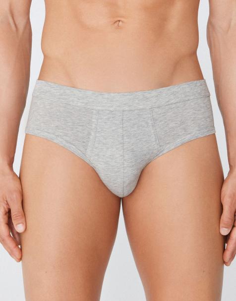 Tezenis Extrafine lightweight cotton briefs in mottled light grey - view 1