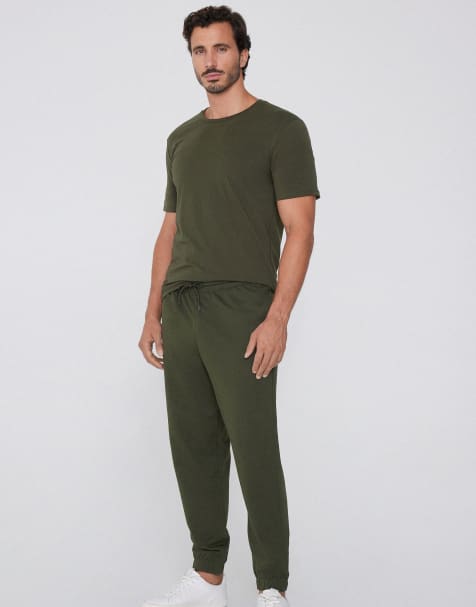 Tezenis Fleece trousers with pockets in military green - view 1