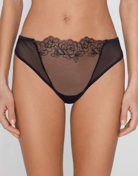 Tezenis Fleur noir brazilian briefs in black - view 1