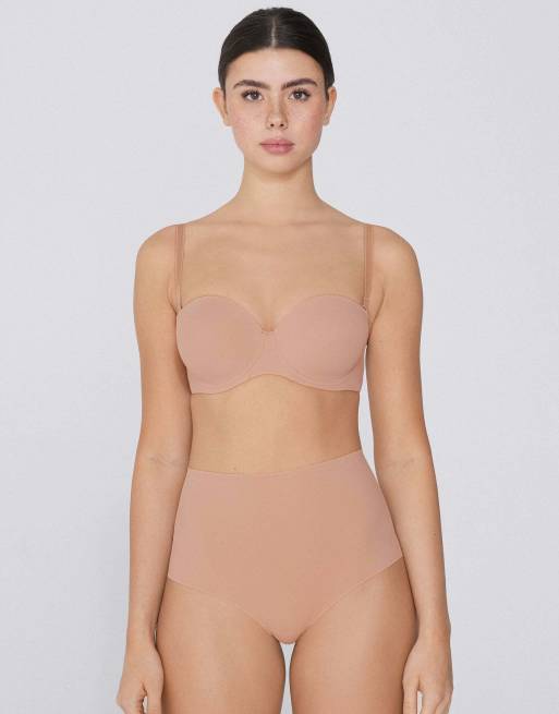 Tezenis Full coverage padded bandeau bra in beige, 3 of 5