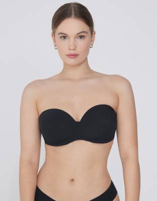 Tezenis Full coverage padded bandeau bra in black