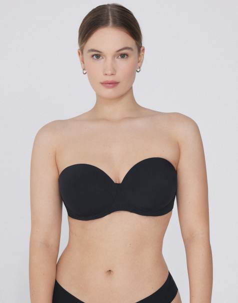 Tezenis Full coverage padded bandeau bra in black - view 1