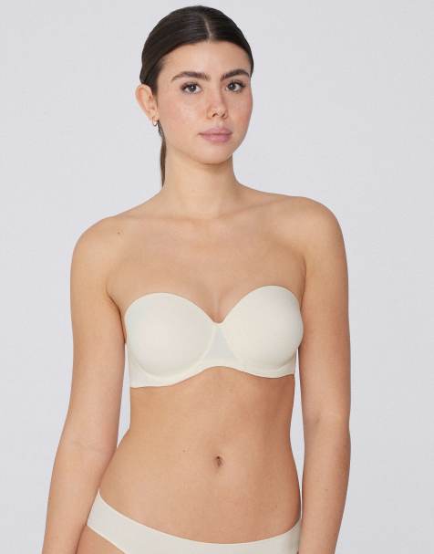 Tezenis Full coverage padded bandeau bra in ivory - view 1