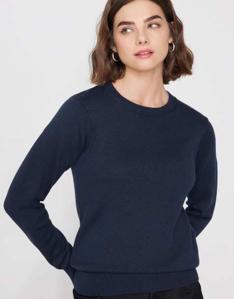 Tezenis Fully-fashioned round neck jumper in absolute blue - view 1