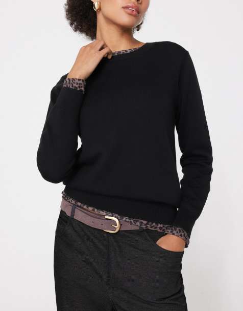 Tezenis Fully-fashioned round neck jumper in black - view 1