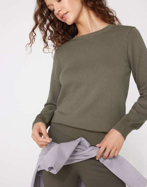 Tezenis Fully-fashioned round neck jumper in pastel military - view 1