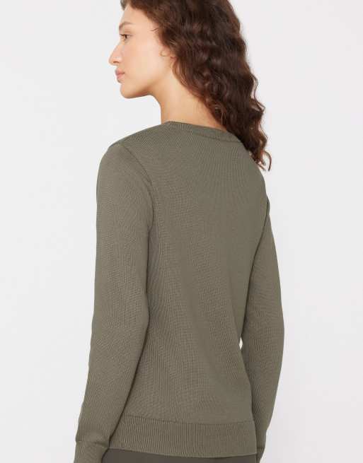 Tezenis Fully-fashioned round neck jumper in pastel military, 2 of 4