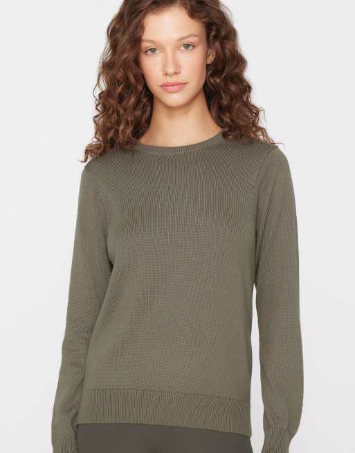 Tezenis Fully-fashioned round neck jumper in pastel military, 3 of 4
