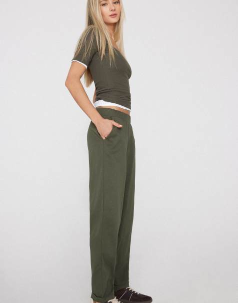 Tezenis Gabardine cigarette trousers in verde - view 1