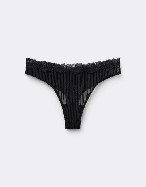 Tezenis Glam rib brazilian briefs in black, 5 of 5