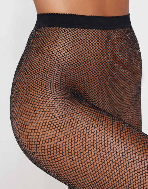 Tezenis Glitter fishnet tights in black, 2 of 2