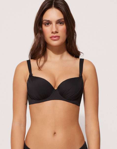 Tezenis Graduated balconette bikini top in black - view 1