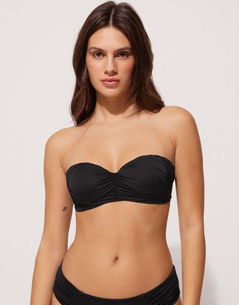 Tezenis Graduated bandeau bikini top in black - view 1
