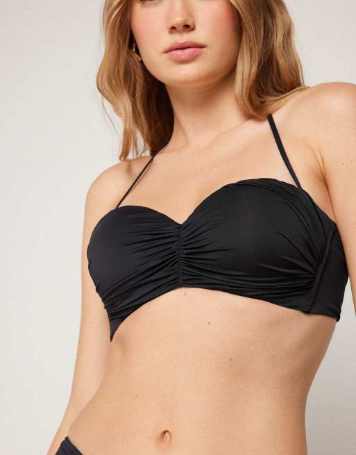 Tezenis Graduated bandeau bikini top in black, 3 of 5