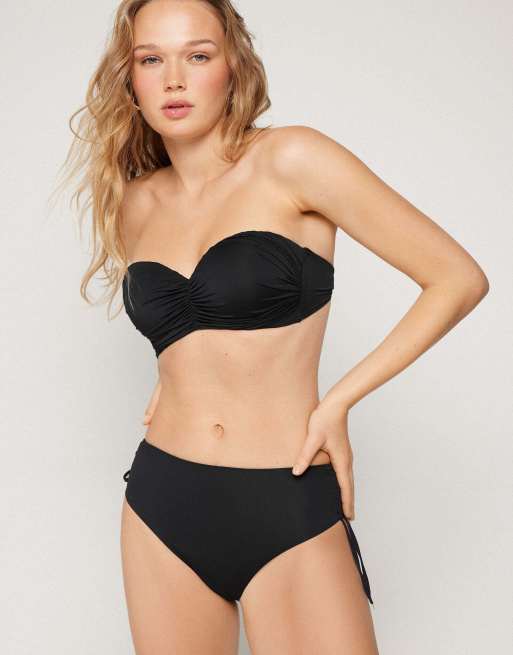 Tezenis Graduated bandeau bikini top in black, 4 of 5