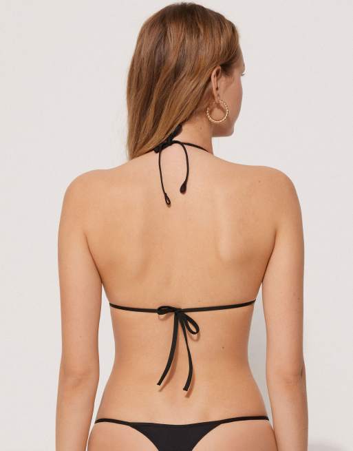 Tezenis Graduated triangle bikini top in black ASOS