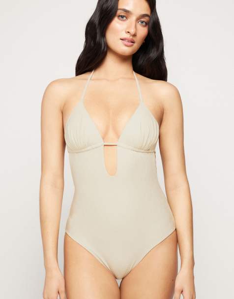 Tezenis halter neck paradise bay swimsuit in white shell - view 1