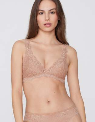 Tezenis Havana lace triangle bra in beige-Brown