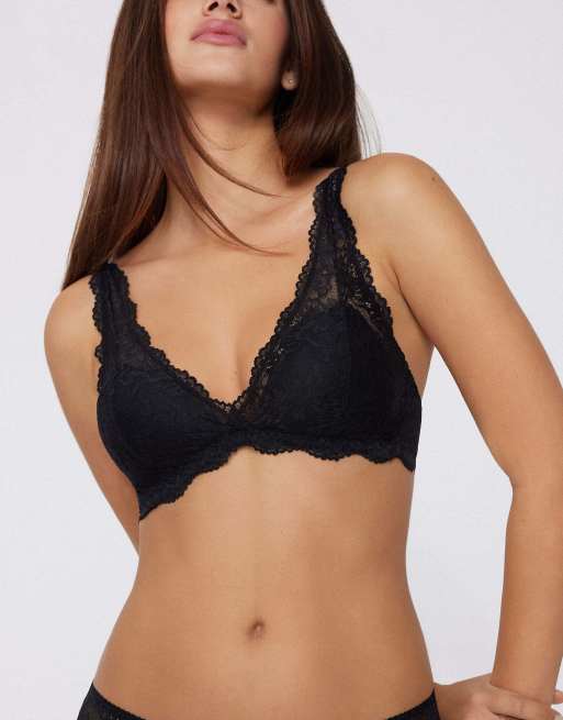 Tezenis Havana lace triangle bra in black, 3 of 5