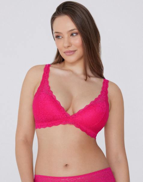 Tezenis Havana lace triangle bra in bright fuchsia