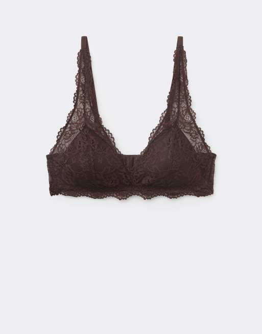 Tezenis Havana lace triangle bra in brown, 5 of 5