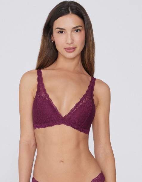 Tezenis Havana lace triangle bra in burgundy