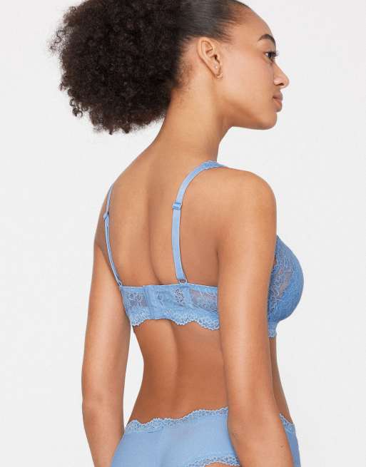 Tezenis Havana lace triangle bra in delicate blue, 2 of 4