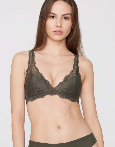 Tezenis Havana lace triangle bra in green camo - view 1